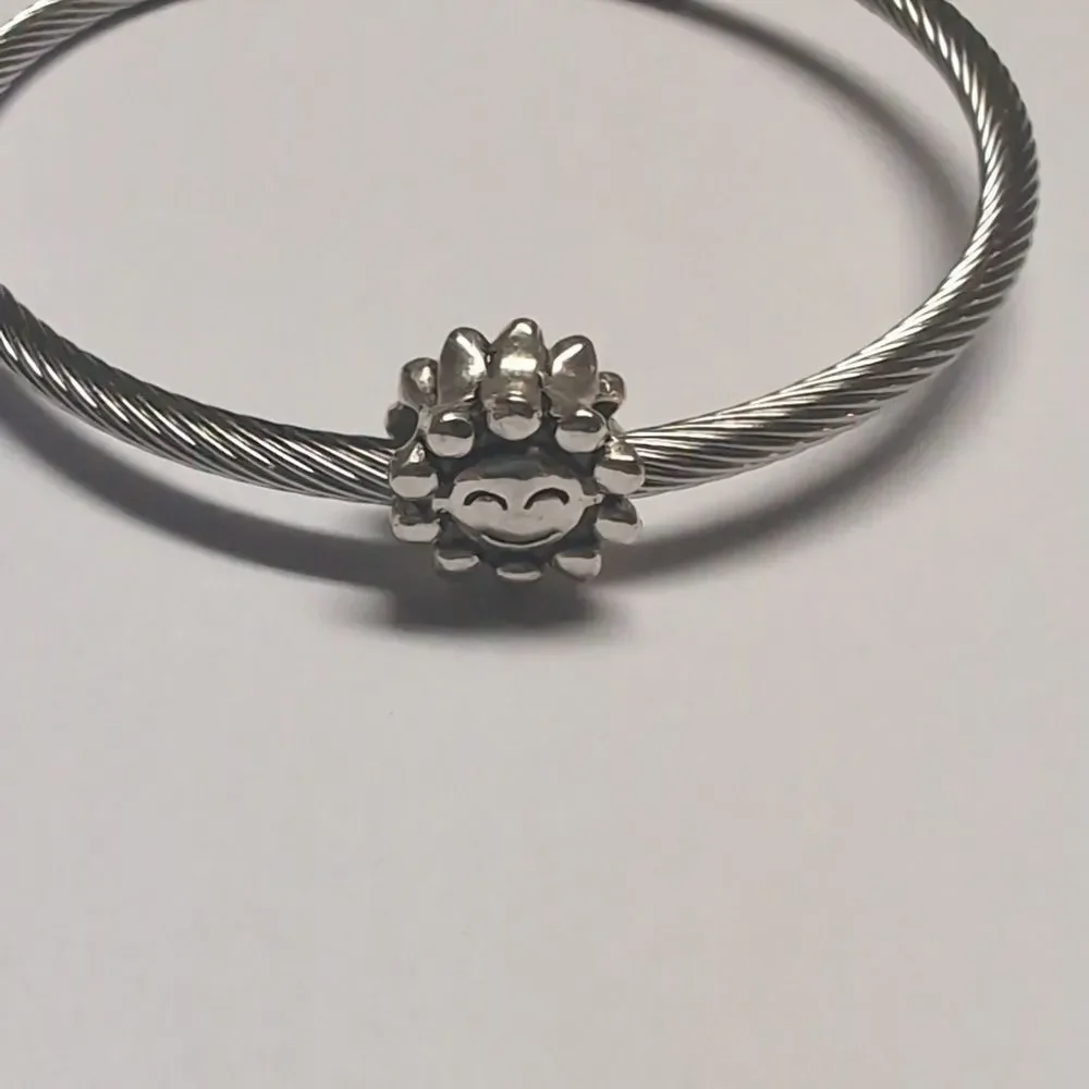 Smiley Face Flower Charm for Pandora Style Bracelet‎